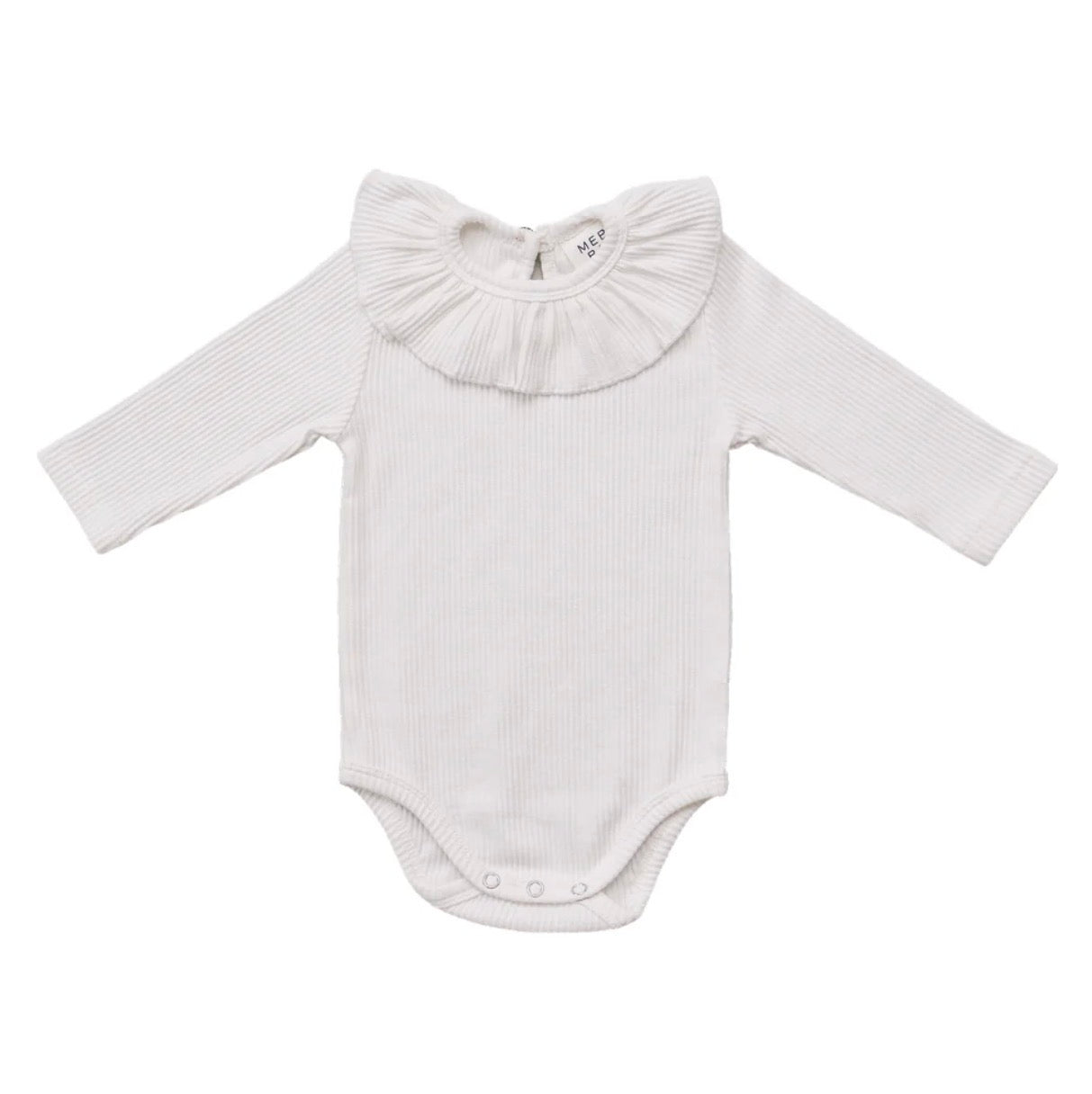 White Ribbed Ruffle Bodysuit
