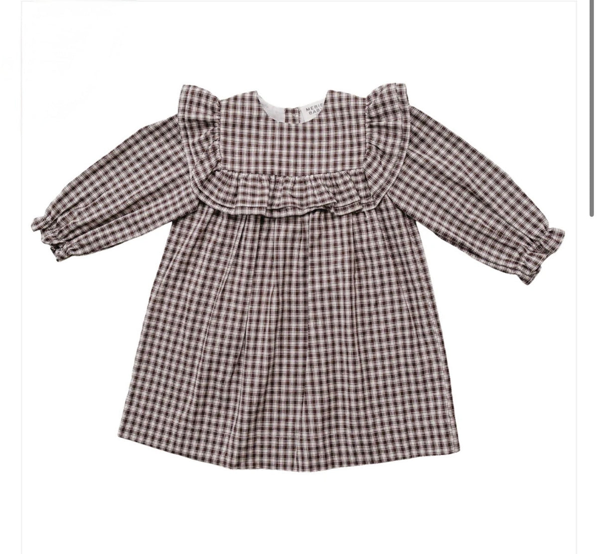 Brown Gingham Ruffle Dress