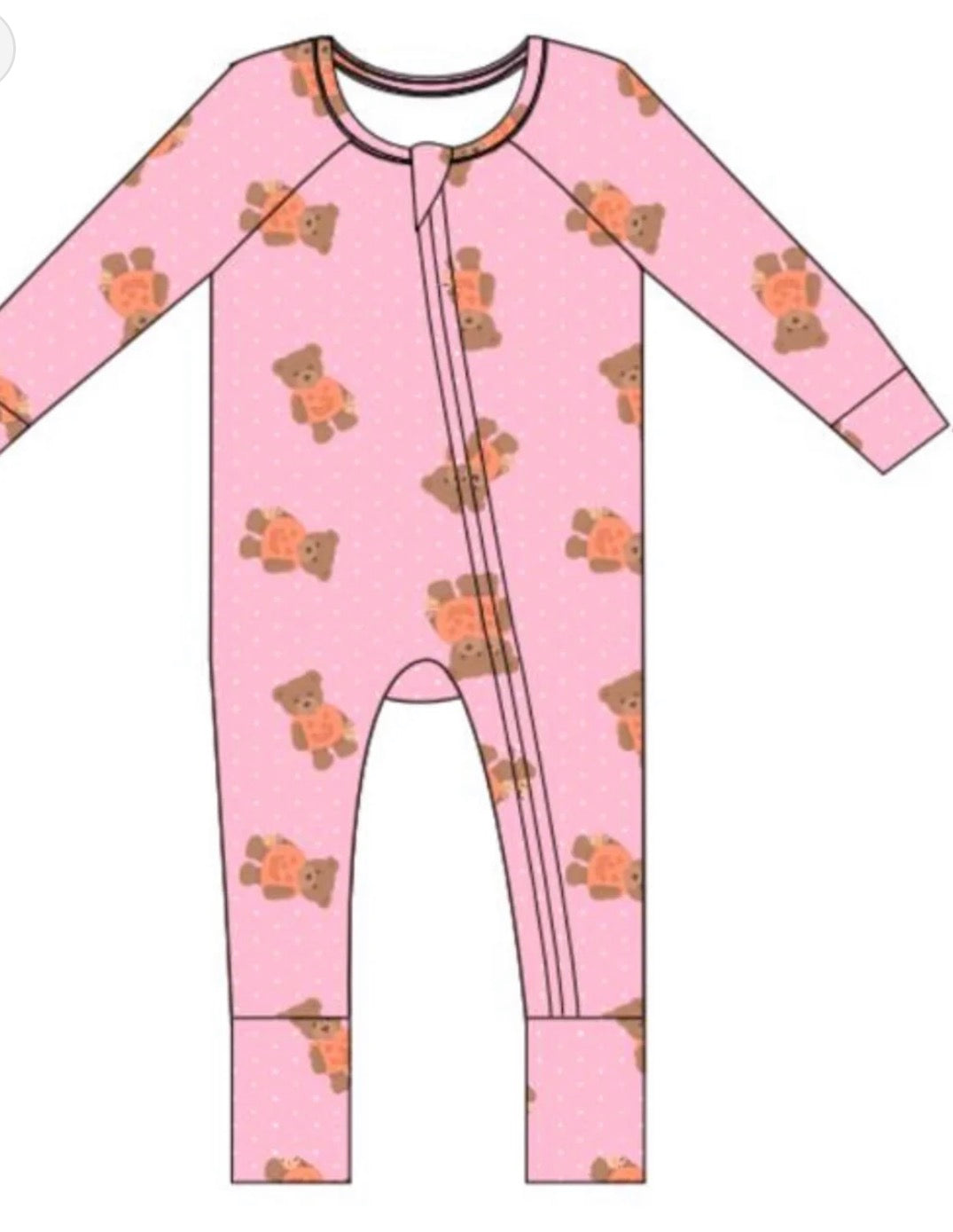 Polka Dot Little Boo Bear Zipper Romper