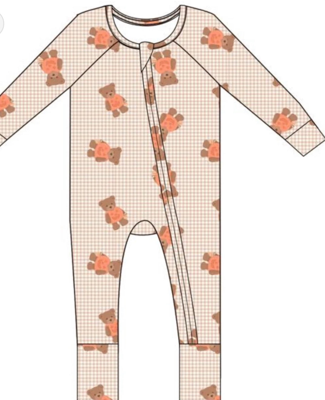 Gingham Little Boo Bear Zip Romper