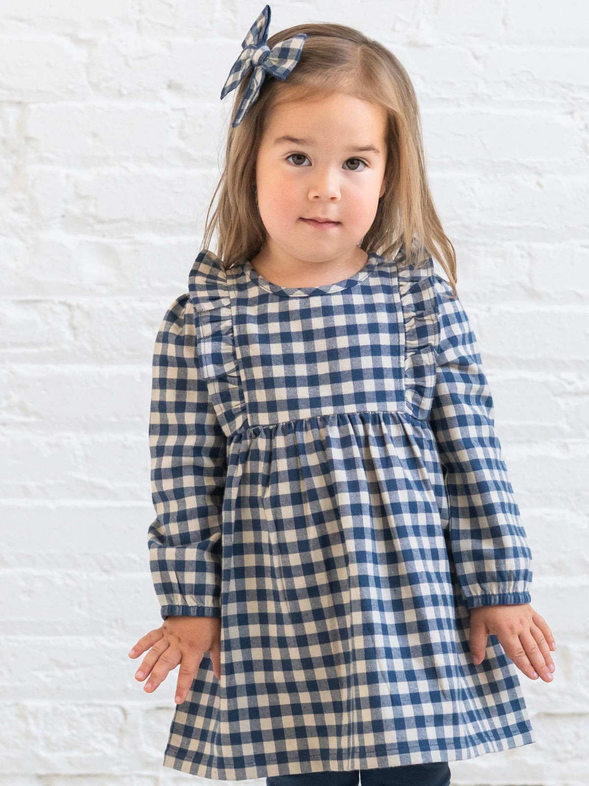 Celyn Flannel Ruffle Long Sleeve Dress - Swindon Plaid