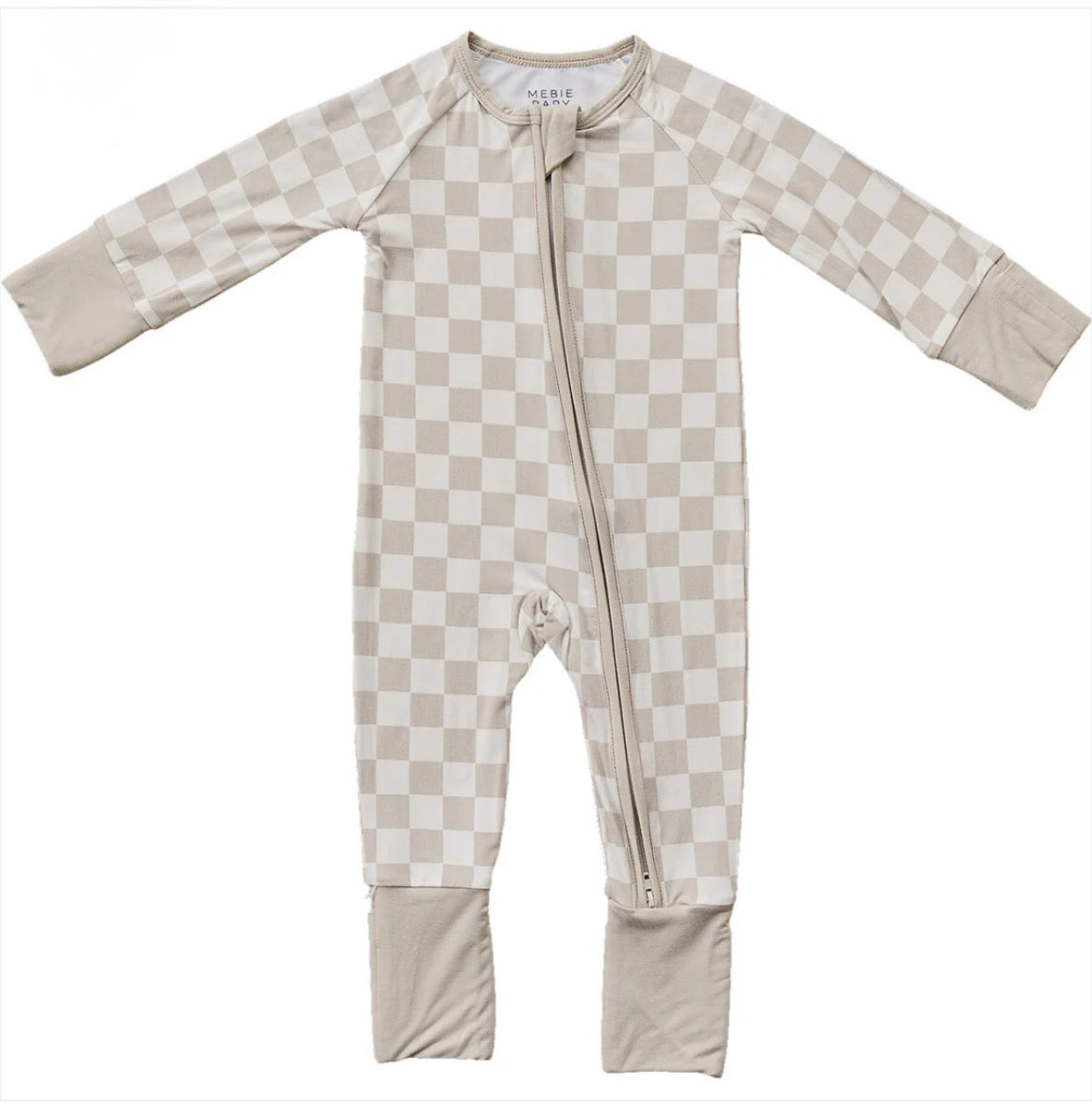 Taupe Checkered Bamboo Zipper