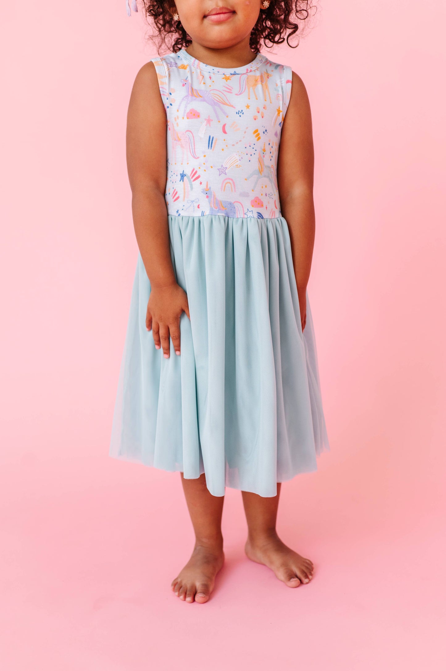 Kids Bamboo + Tulle Dress - Estelle UnicornĀ