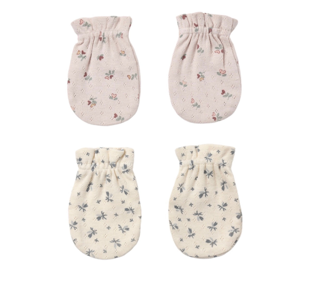 No Scratch Mittens Heart Ditsy, Blue Ditsy