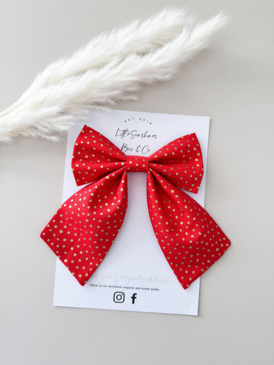Gold Polka Dots Christmas Sailor Bow