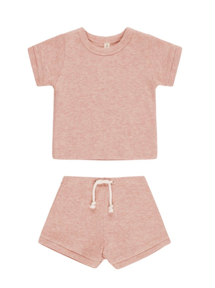 Ribbed Shortie Set Rose