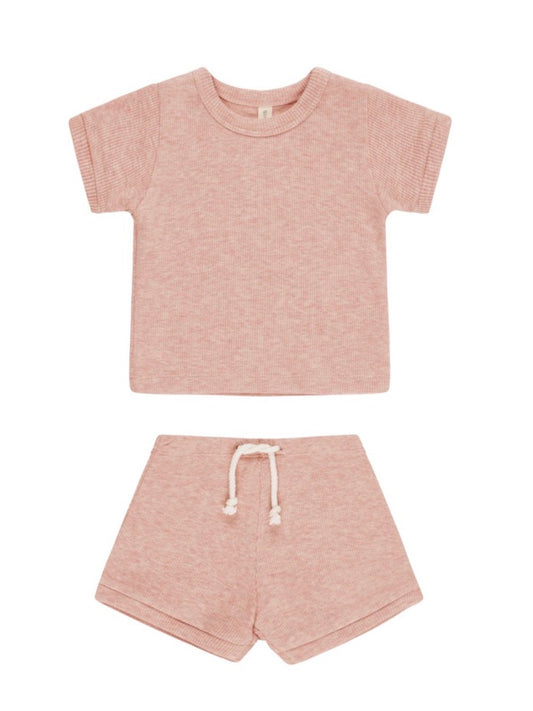 Ribbed Shortie Set Rose