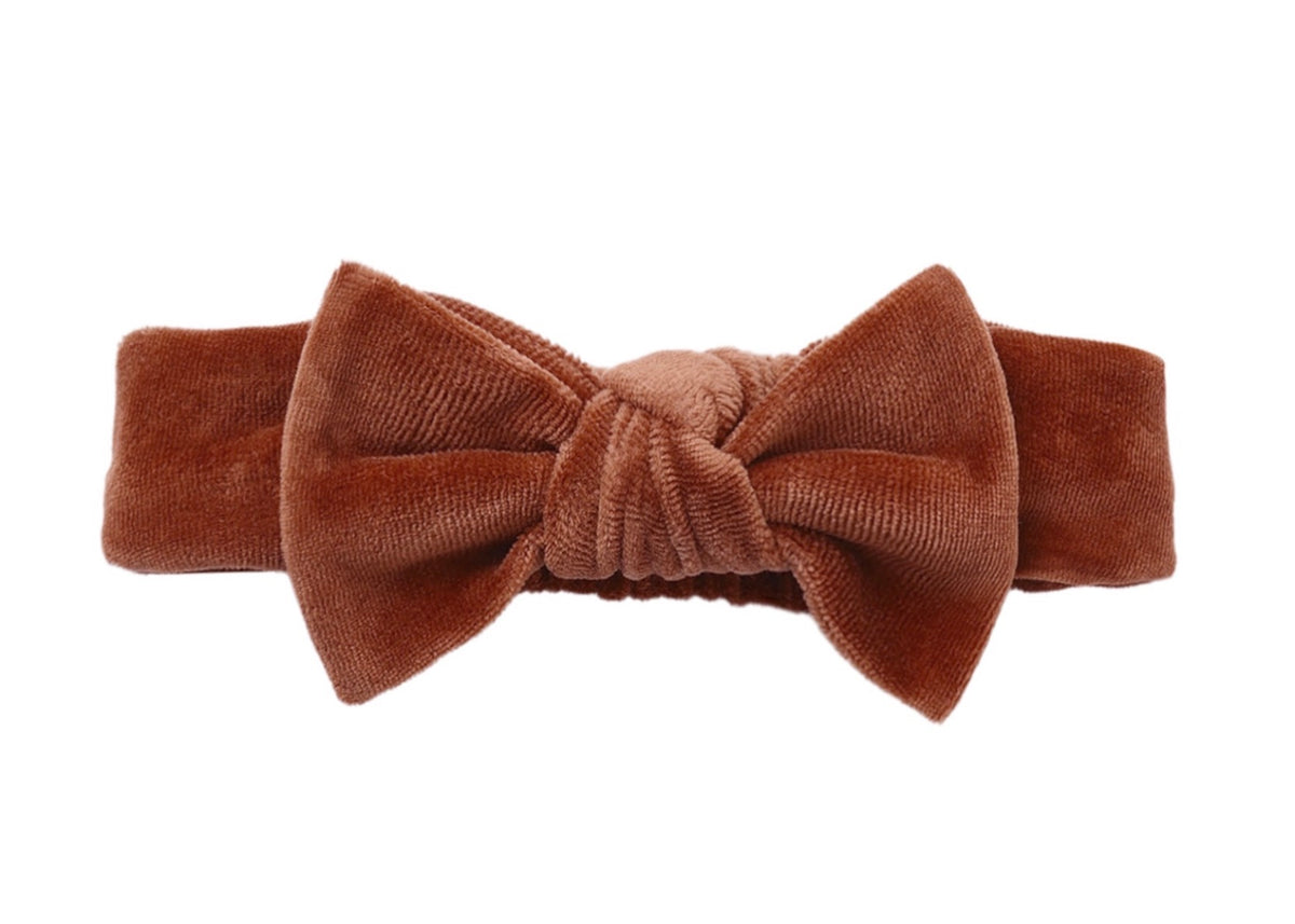 Velour Bow Headband Redwood