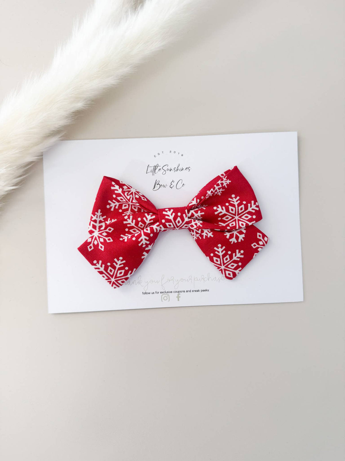 Red & White Snowflakes Christmas Pinwheel Hair Bow