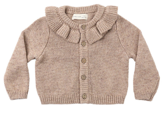 Ruffle Collar Cardigan Heathered Almond