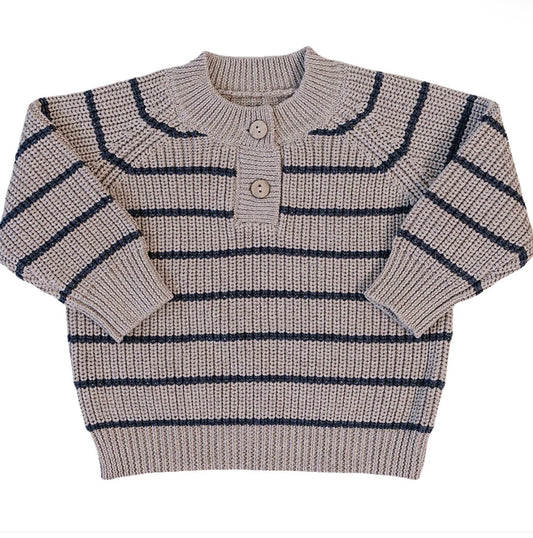 Brown & Charcoal Stripe Knit Sweater