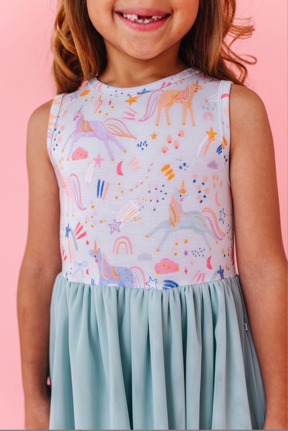 Kids Bamboo + Tulle Dress - Estelle Unicorn 