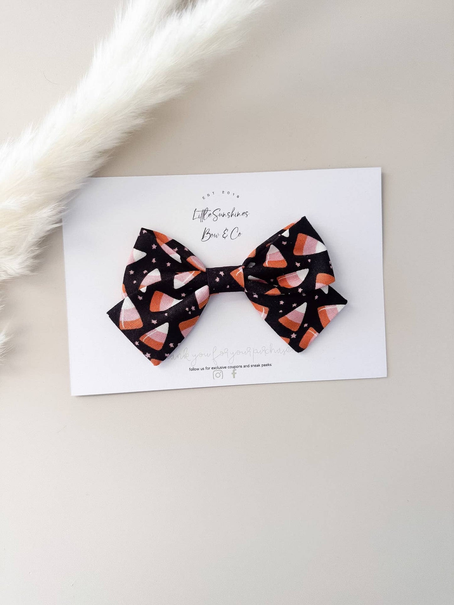 Black & Pink Candy Corn Halloween Pinwheel Hair Bow