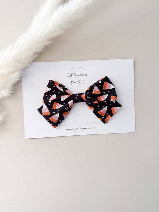 Black & Pink Candy Corn Halloween Pinwheel Hair Bow