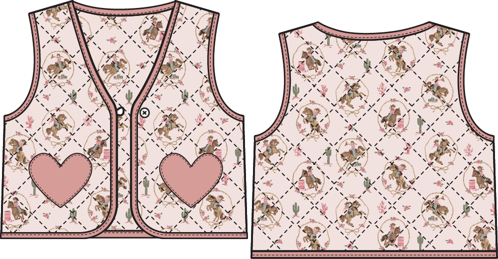 Cowgirl Cameos - Quilted Vest with Heart Pockets