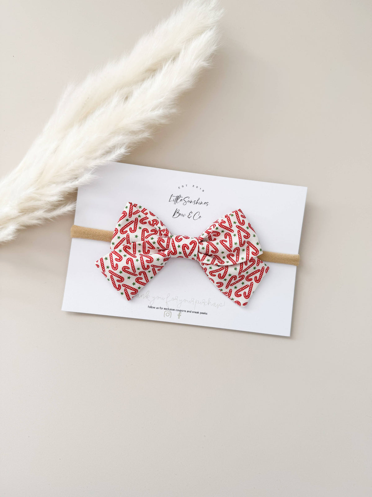 White Candy Cane Christmas Pinwheel Hair Bow