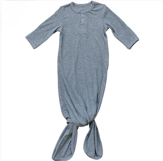 Heather Grey Ribbed Bamboo Gown