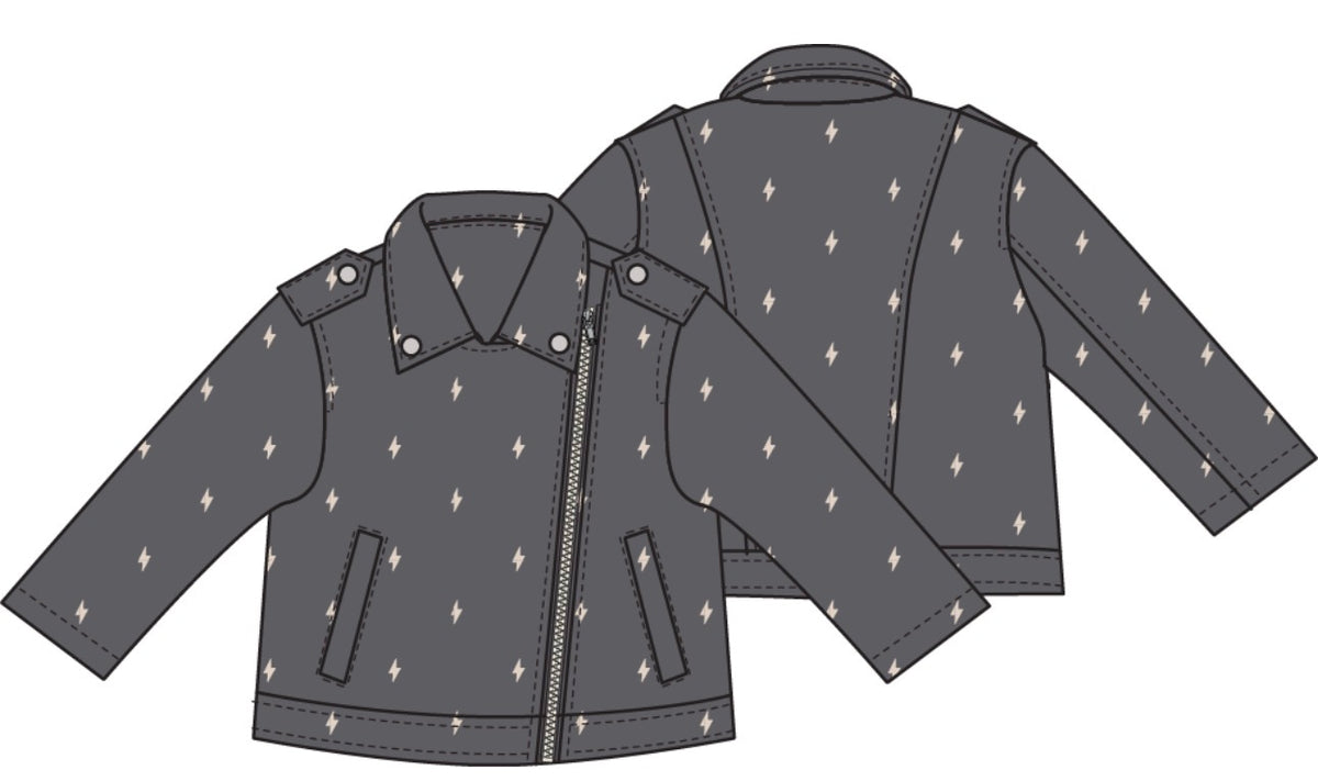 Lightning Bolt French Terry Motorcycle Jacket