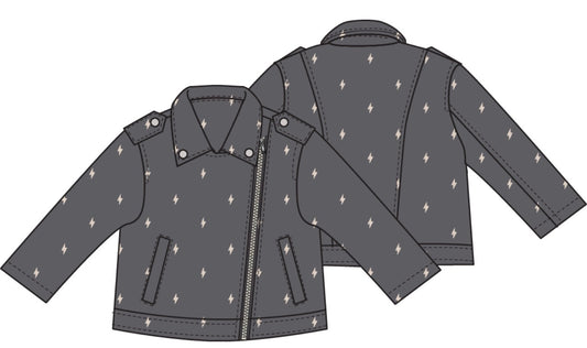 Lightning Bolt French Terry Motorcycle Jacket