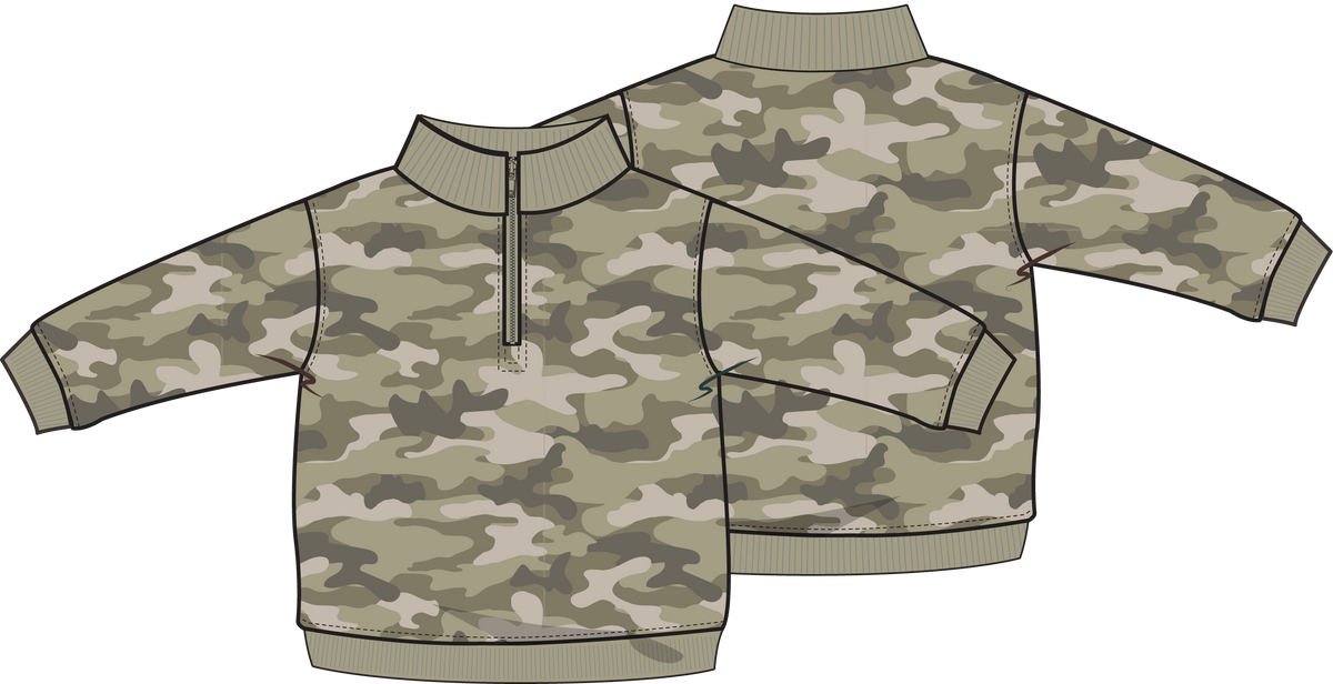 Camo French Terry - Half Zip Sweatshirt
