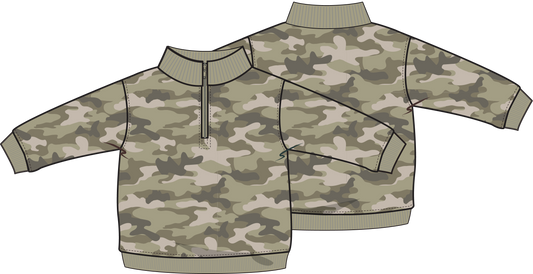 Camo French Terry - Half Zip Sweatshirt