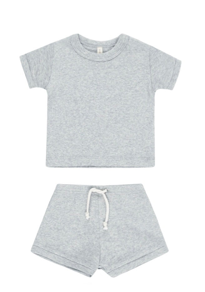 Ribbed Shortie Set Dusty Blue