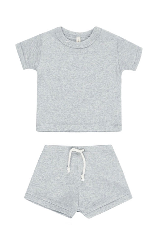 Ribbed Shortie Set Dusty Blue