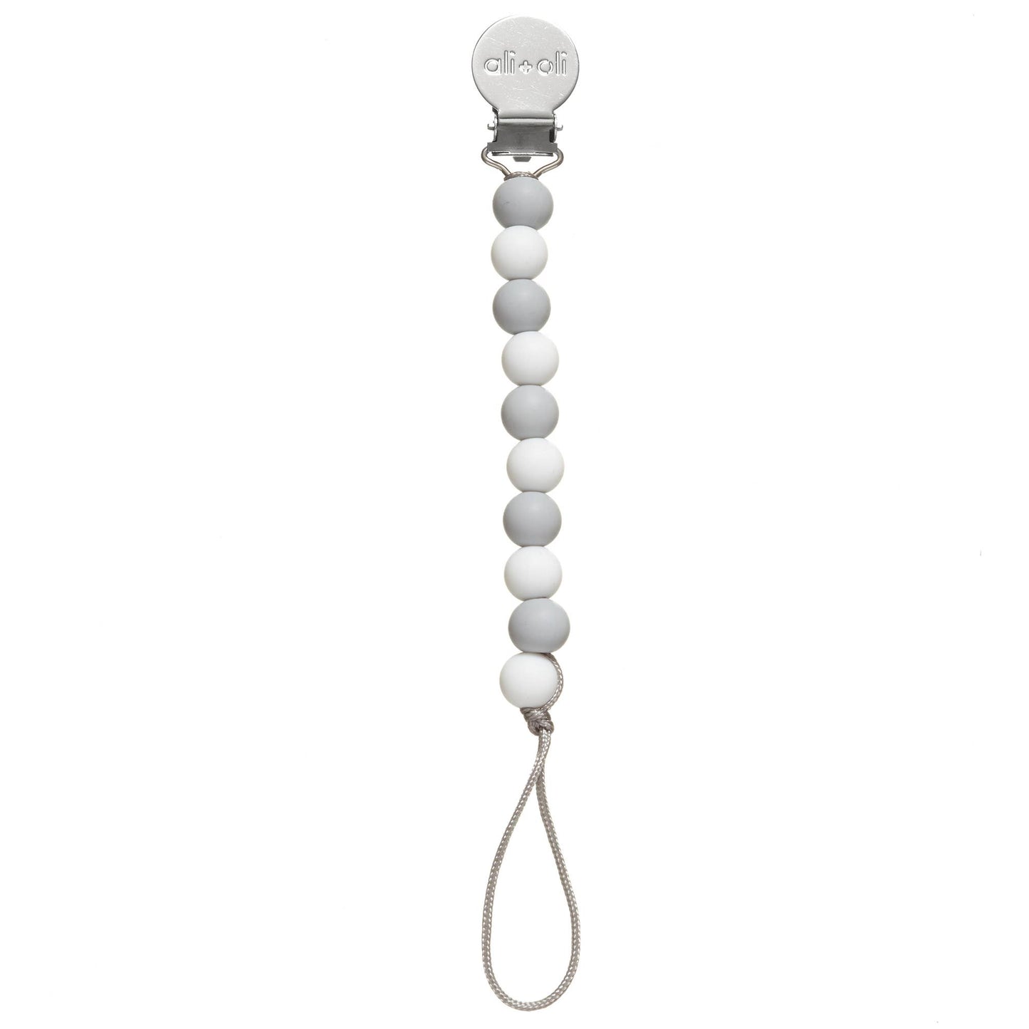 Ali+Oli Silicone Pacifier Clip (Grey-White)