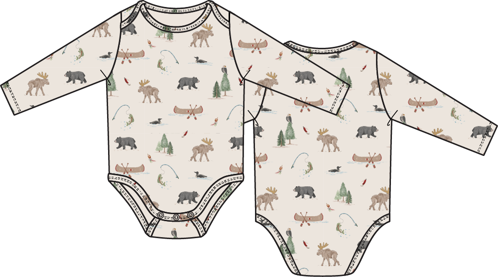 Northern Woodland Animals - Long Sleeve Bodysuit