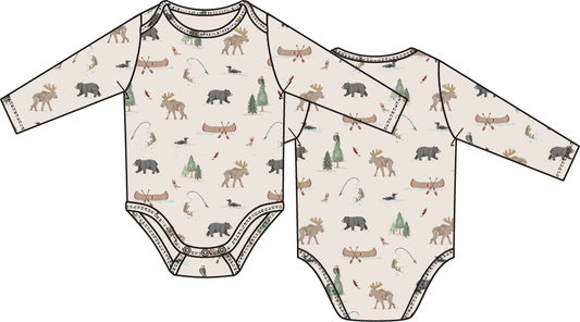 Northern Woodland Animals - Long Sleeve Bodysuit