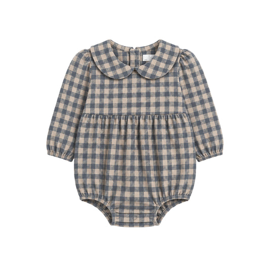 Myra Flannel Long Sleeve Peter Pan Collar Bubble Romper - Sw