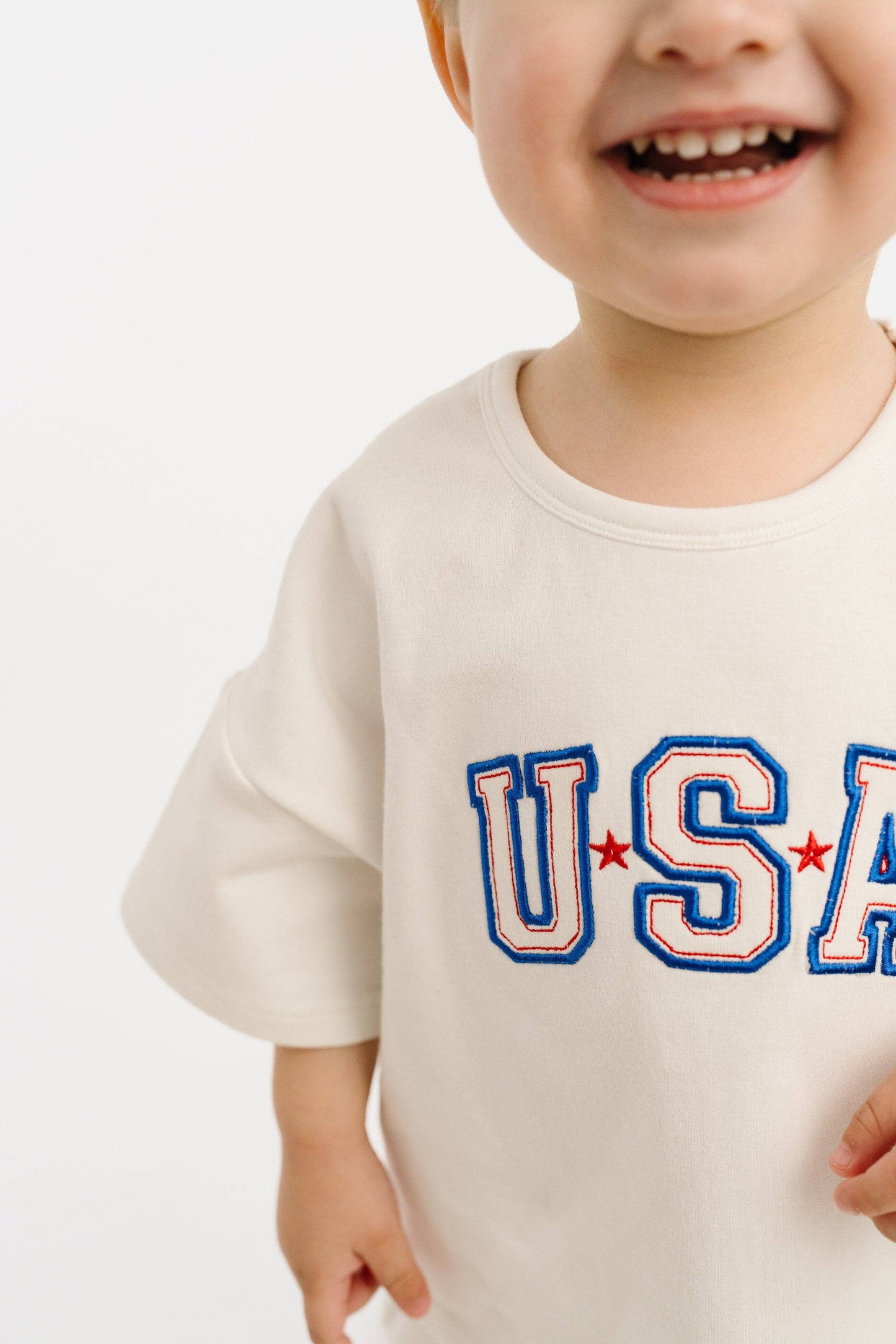 White USA Embroidered Slouchy Set