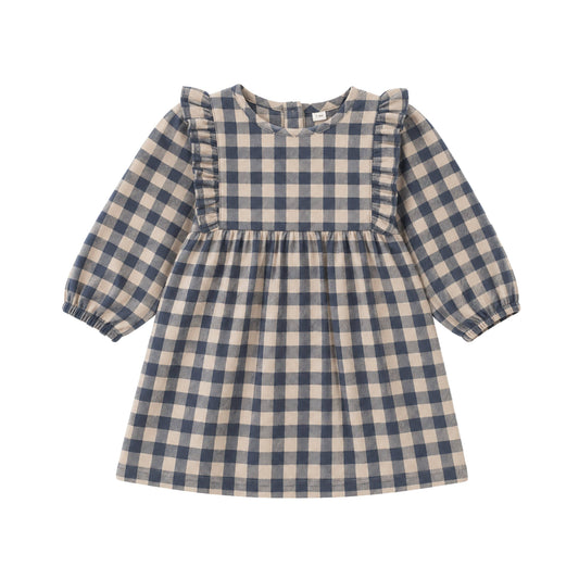 Celyn Flannel Ruffle Long Sleeve Dress - Swindon Plaid