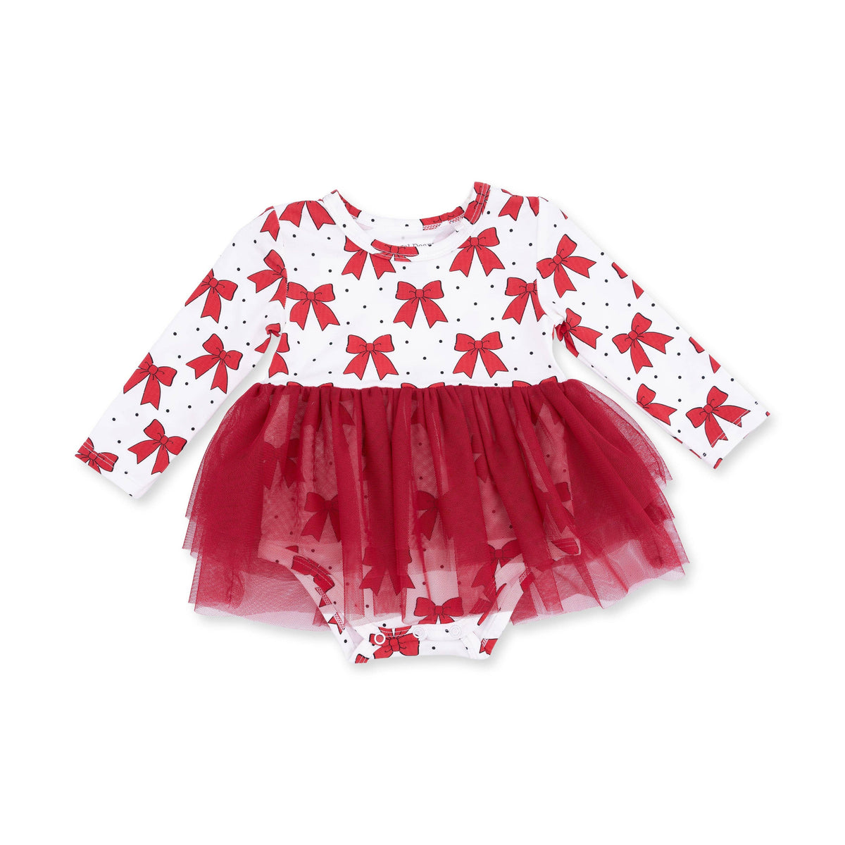 Festive Bows - Long Sleeve Tutu Bodysuit Dress