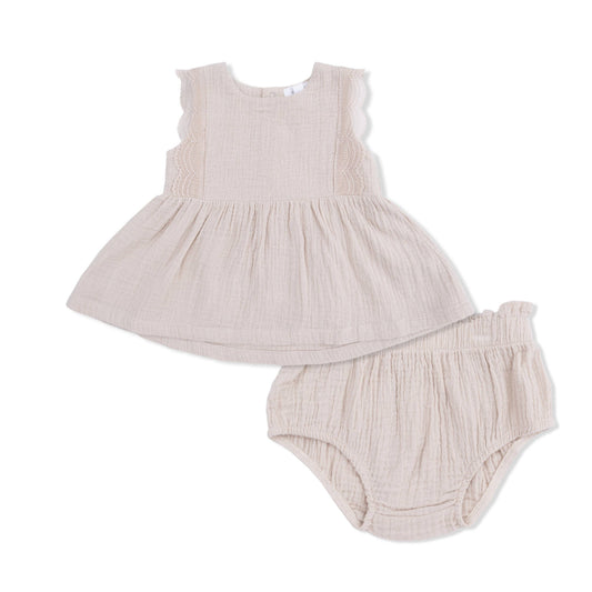 Solid Muslin French Oak - Babydoll Top with Mod Bloomer