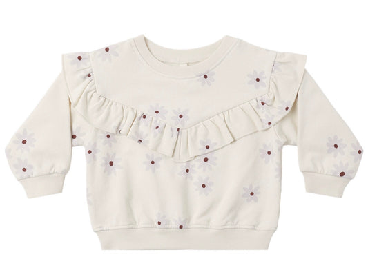 Ruffle Fleece Sweatshirt Blue Daisy