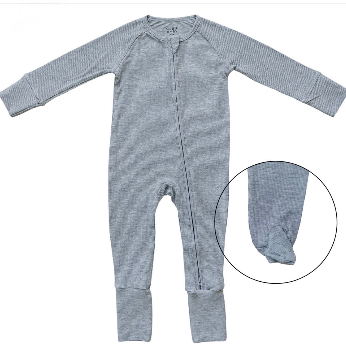 Heather Grey Ribbed Bamboo Zipper
