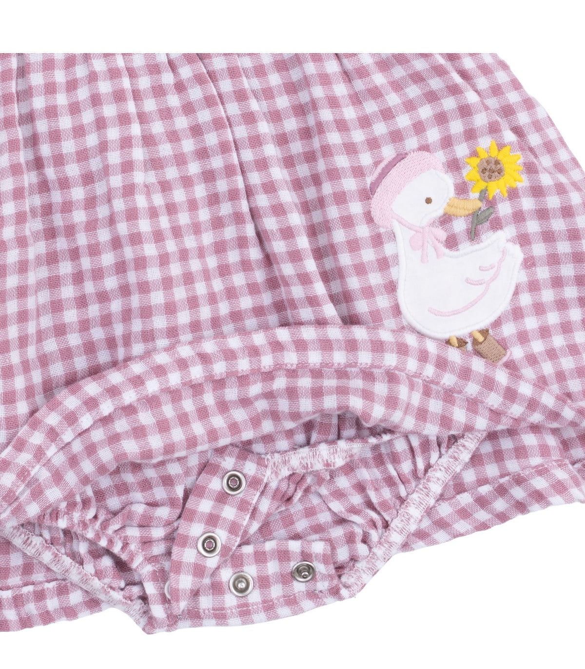 Berry Gingham Long Sleeve Ruffle Bubble with Skirt