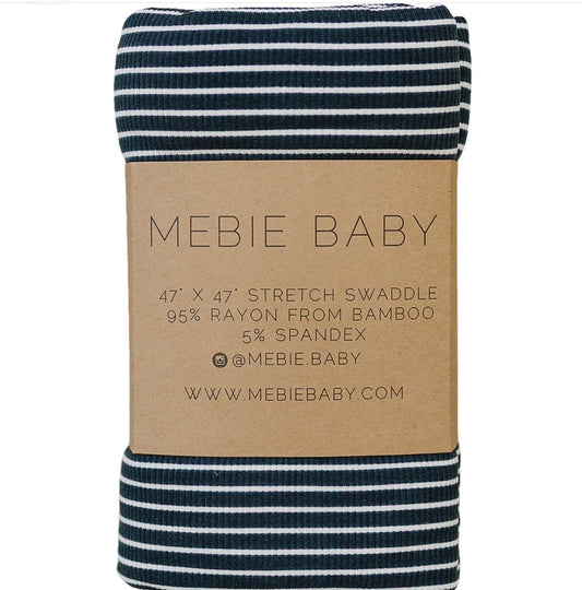 Navy Stripes Bamboo Stretch Swaddle