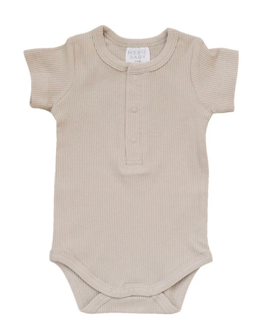 Oatmeal Organic Cotton Ribbed Snap Bodysuit
