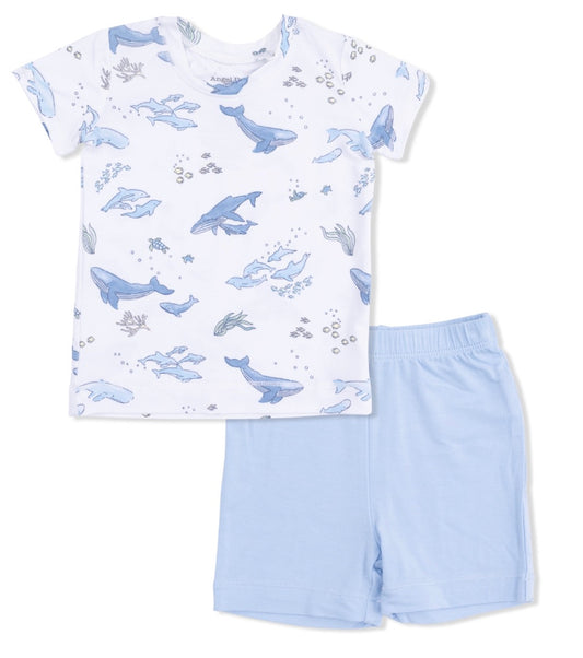 Watercolor Blue Whales - Loungewear Short Set