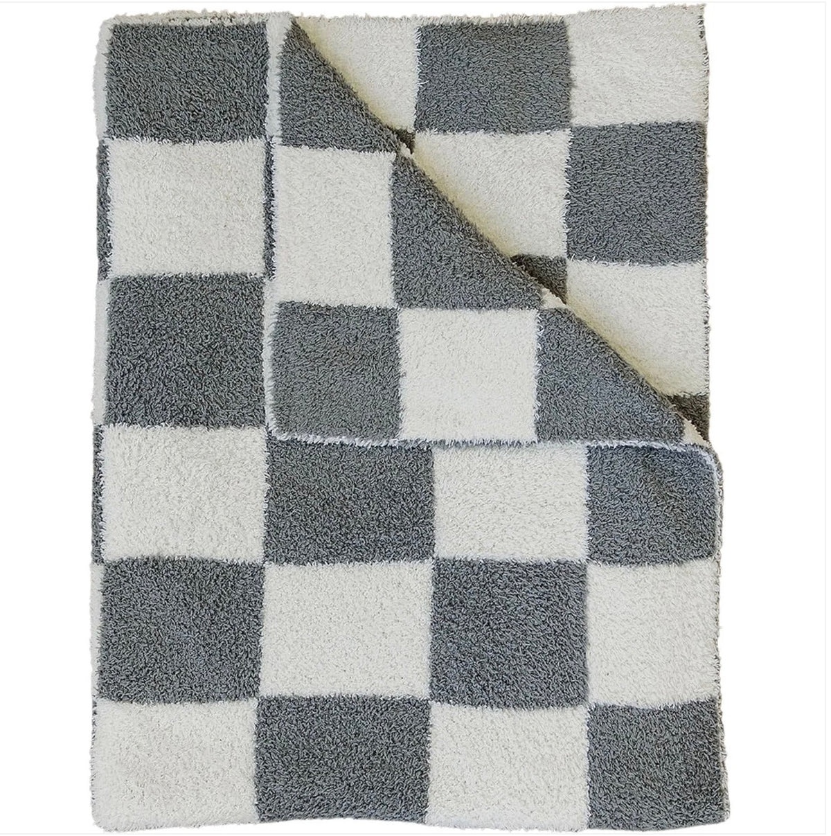Charcoal Checkered Plush Blanket
