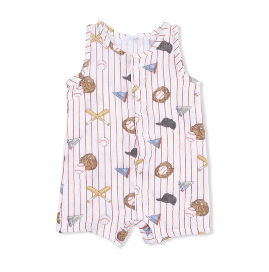 Vintage Baseball Stripe  - Sleeveless Shortie Romper