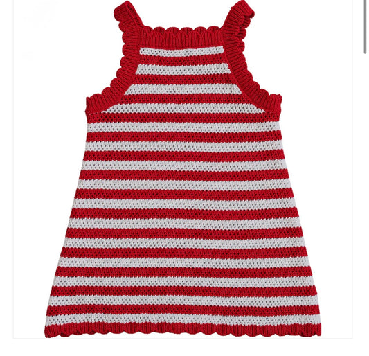 Red Stripe Knit Cover-Up Dress
