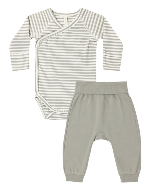 Side Snap Bodysuit + Pant Set Laurel Stripe