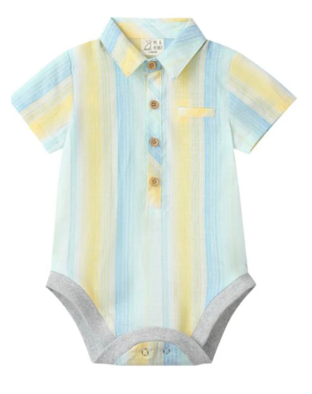 Blue and Yellow Button Up