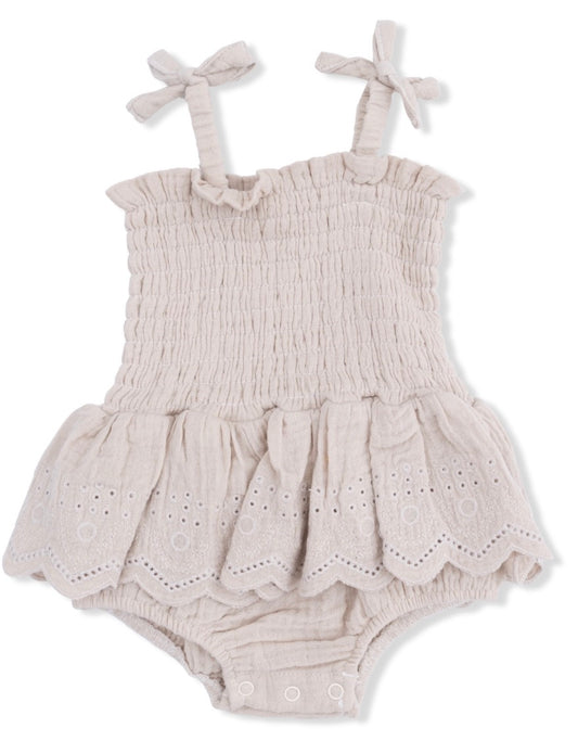 Solid Muslin French Oak - Smocked Bubble with Skirt