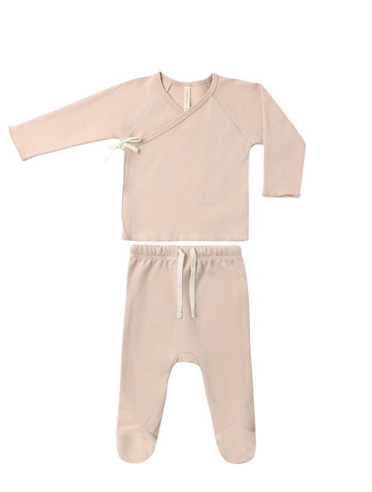 Wrap Top + Footed Pant Set