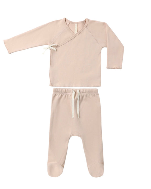 Wrap Top + Footed Pant Set
