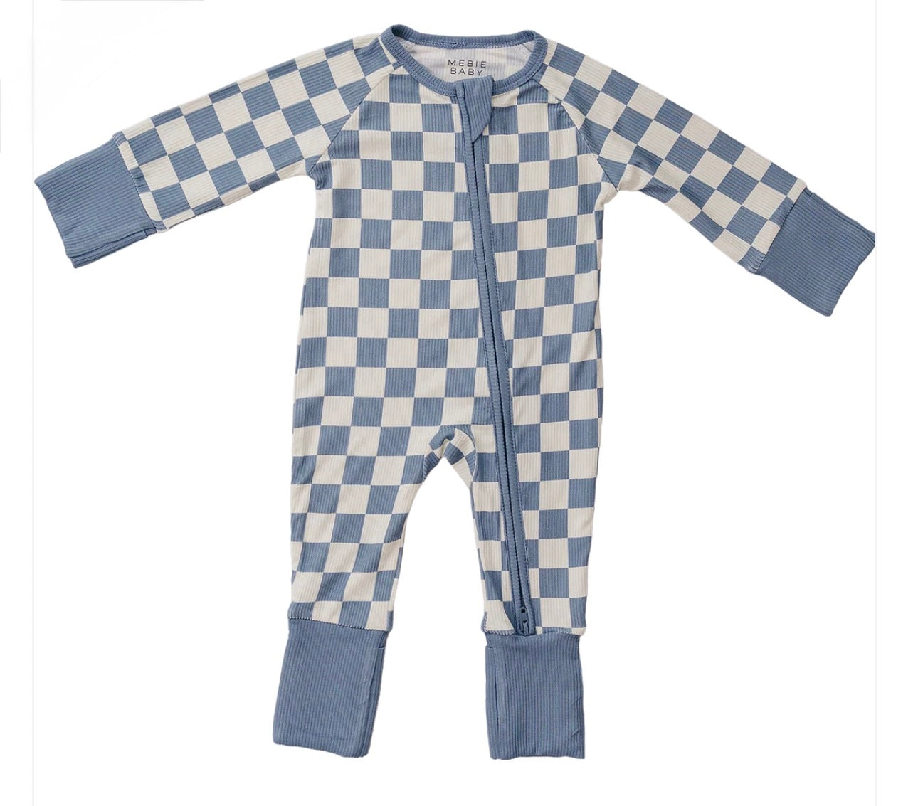 Blue Checkered Bamboo Zipper